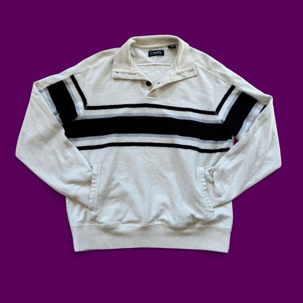 Chaps Men's Sweater in Cream and Black